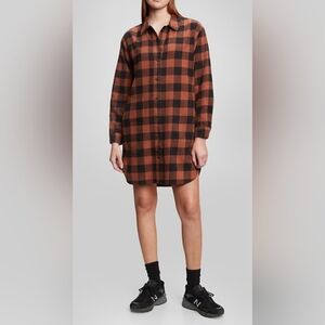 GAP Checkered Long Sleeve Flannel Shirt Dress